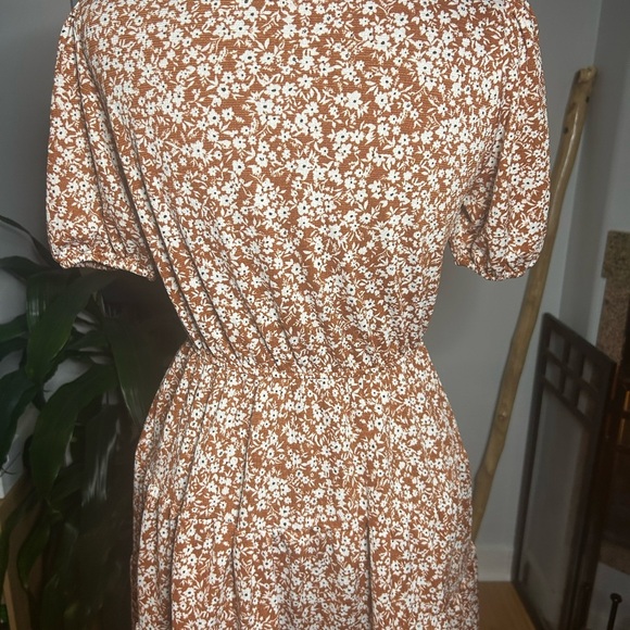 Blu Pepper Women’s Floral Short puff Sleeve S Dress boho babydoll burnt orange - Picture 3 of 7